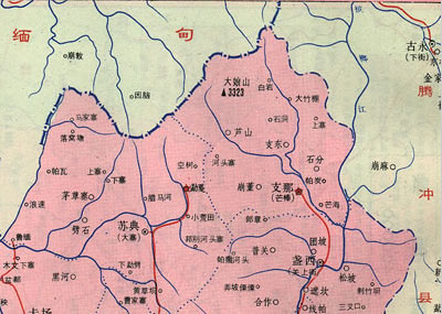 首页 新闻中心 社会 >>正文     粉红色块为盈江县内,右边红线