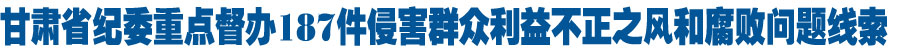 甘肃省纪委重点督办187件侵害群众利益不正之风和腐败问题线索