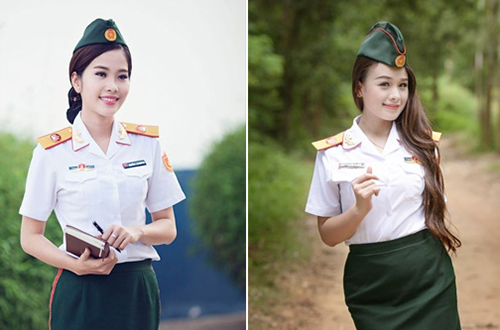 越南女兵穿新式军服大拍靓照