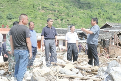 市委书记孙雪涛(右三,市委副书记,代市长崔景瑜(右二)深入文县梨坪