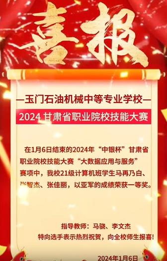 玉门石油机械中等专业学校 在2024年“中银杯”甘肃省职业院校技能大赛中获得佳绩