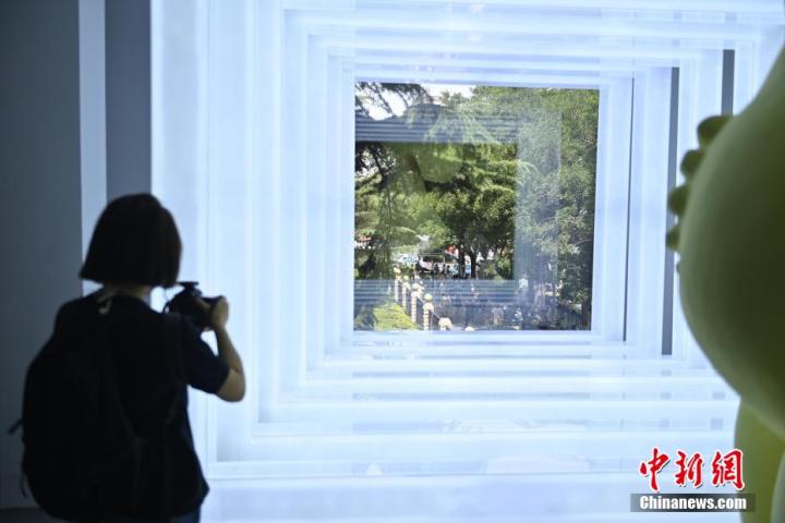 图为游客参观艺术展。中新社记者 李亚龙 摄